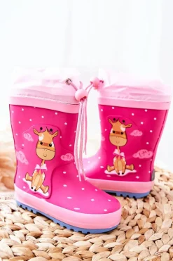 Discount Boto Dziecięce Gumowe Kalosze Fuksja Żyrafa Glynnala