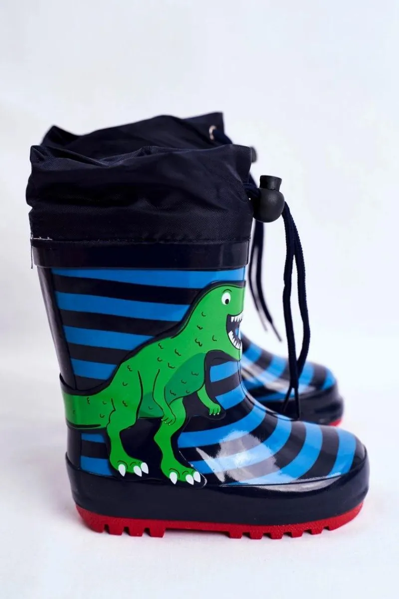 New Dziecięce Gumowe Kalosze Granatowe Dinozaur Mordeso Dzieci Chłopięce|Dziewczęce
