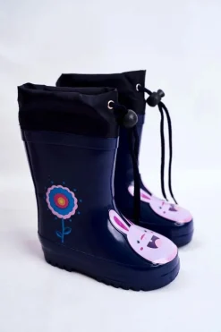 Outlet Boto Dziecięce Gumowe Kalosze Granatowe Królik Mordeso