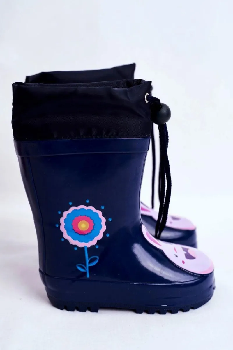 Outlet Boto Dziecięce Gumowe Kalosze Granatowe Królik Mordeso