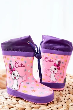 Chłopięce|Dziewczęce>Boto Dziecięce Gumowe Kalosze Różowe Królik Hekamna