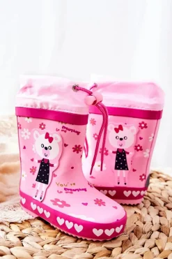 New Dziecięce Gumowe Kalosze Różowe Miś Zinstina Dzieci Chłopięce|Dziewczęce