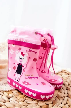 New Dziecięce Gumowe Kalosze Różowe Miś Zinstina Dzieci Chłopięce|Dziewczęce