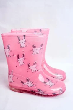 Sale Boto Dziecięce Gumowe Kalosze Różowe Króliczek