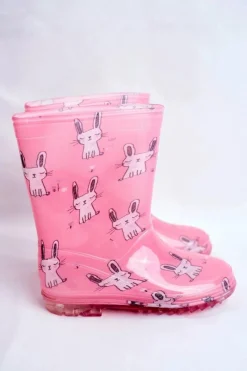 Sale Boto Dziecięce Gumowe Kalosze Różowe Króliczek