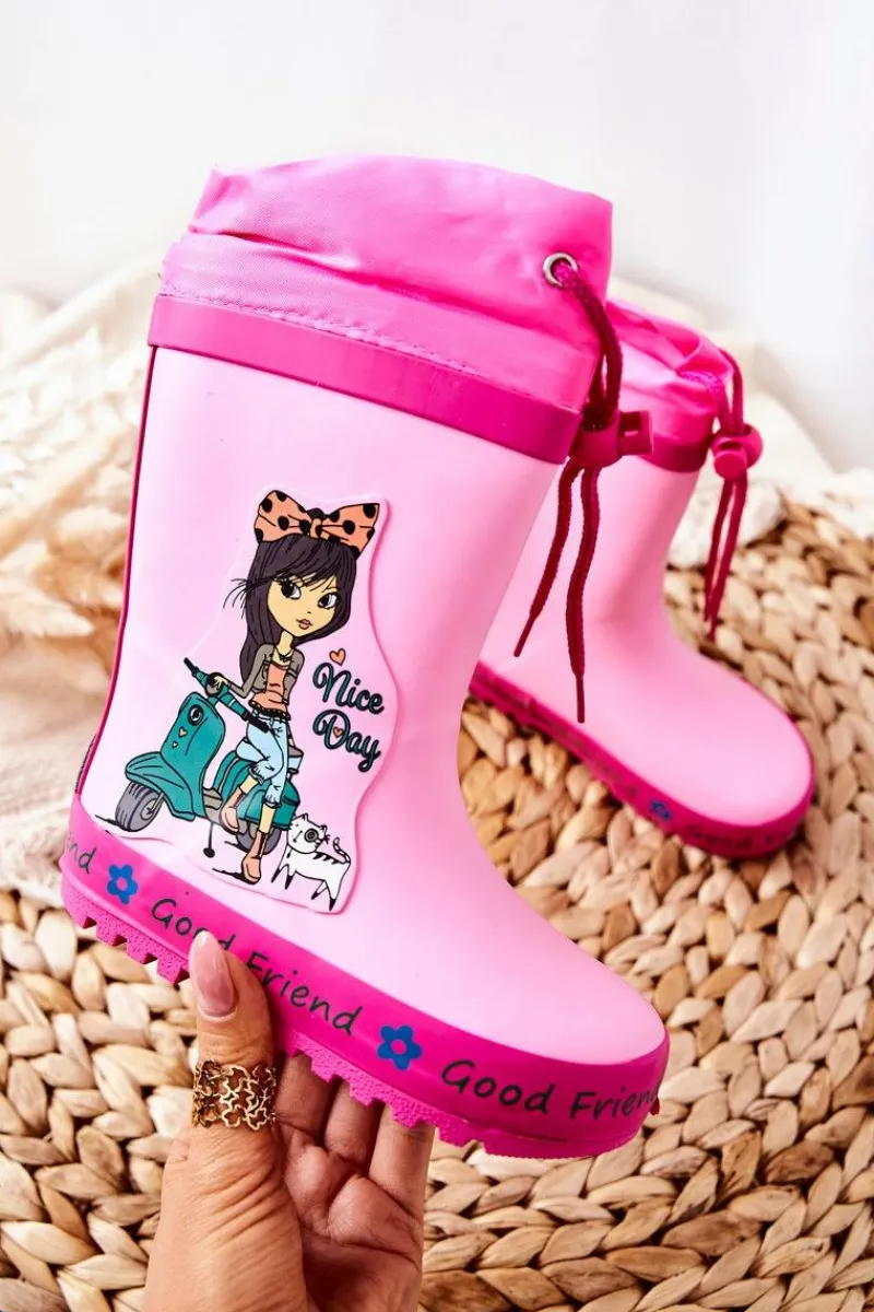 Chłopięce|Dziewczęce>Boto Dziecięce Gumowe Kalosze Różowe Dziewczynka Heilee