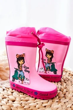 Chłopięce|Dziewczęce>Boto Dziecięce Gumowe Kalosze Różowe Dziewczynka Heilee