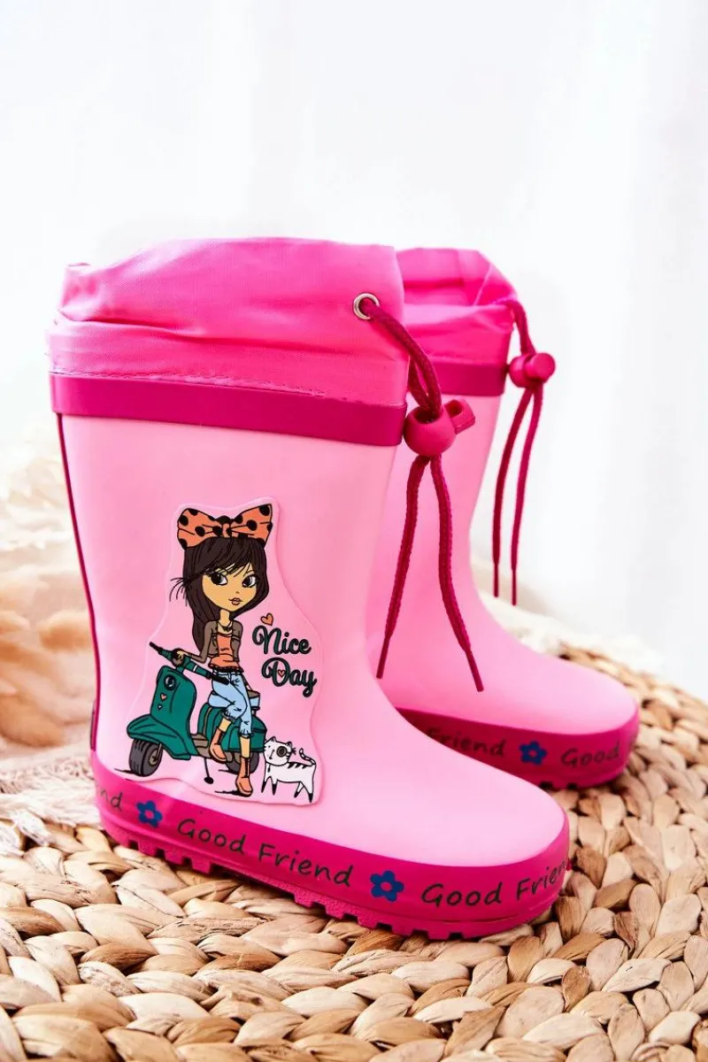 Chłopięce|Dziewczęce>Boto Dziecięce Gumowe Kalosze Różowe Dziewczynka Heilee