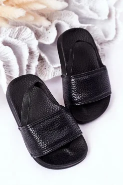 Sale Dziecięce Gumowe Klapki Czarne Swimmer Dzieci Chłopięce|Dziewczęce