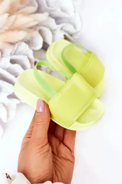 Best Dziecięce Gumowe Klapki Limonkowe Swimmer Dzieci Chłopięce|Dziewczęce