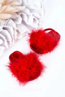 Best Boto Dziecięce Gumowe Klapki Z Futerkiem Czerwone Skylar