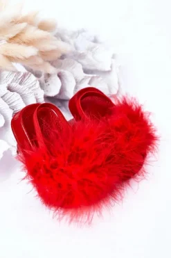 Best Boto Dziecięce Gumowe Klapki Z Futerkiem Czerwone Skylar