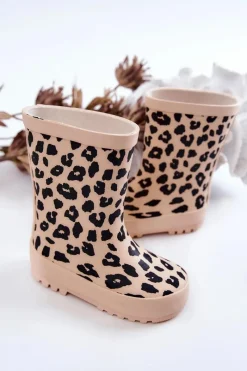 Outlet Dziecięce Kalosze W Panterkę Beżowe Nanny Dzieci Dziewczęce