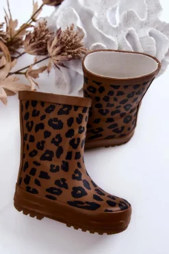Best Boto Dziecięce Kalosze W Panterkę Brązowe Nanny