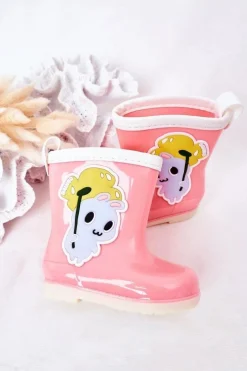 New Dziecięce Kalosze Z Króliczkiem Różowe Dzieci Dziewczęce