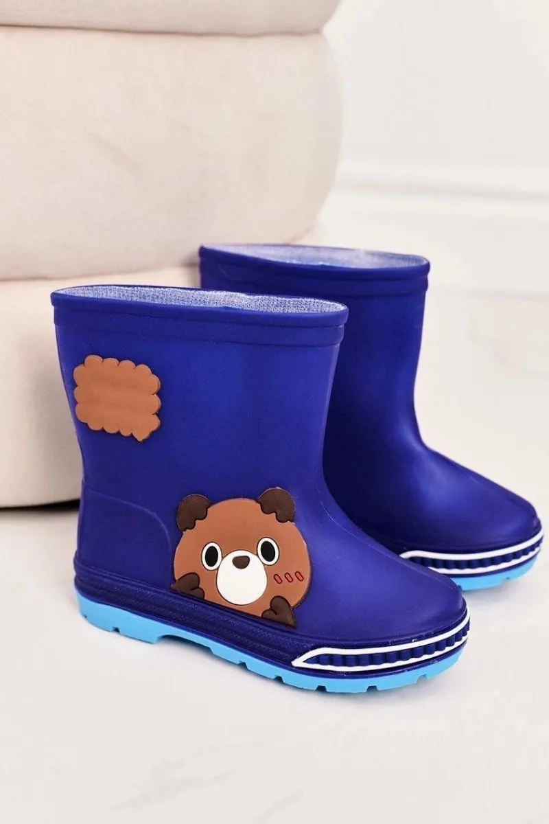 New Boto Dziecięce Kalosze Z Misiem Granatowe