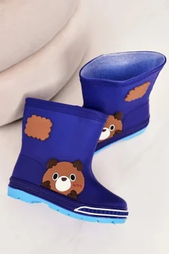 New Boto Dziecięce Kalosze Z Misiem Granatowe