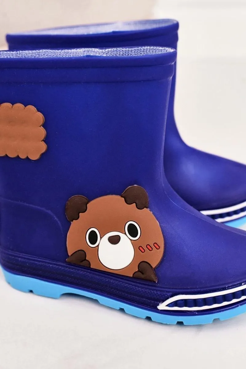 New Boto Dziecięce Kalosze Z Misiem Granatowe