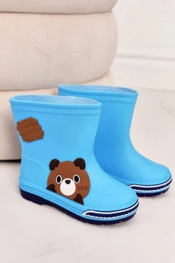 Chłopięce>Boto Dziecięce Kalosze Z Misiem Jasnoniebieskie