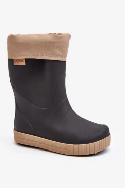 Chłopięce|Dziewczęce>Boto Dziecięce Kalosze Z Ocieplaczem Snow Wave Gokids 981 Czarno-Beżowe Czarny