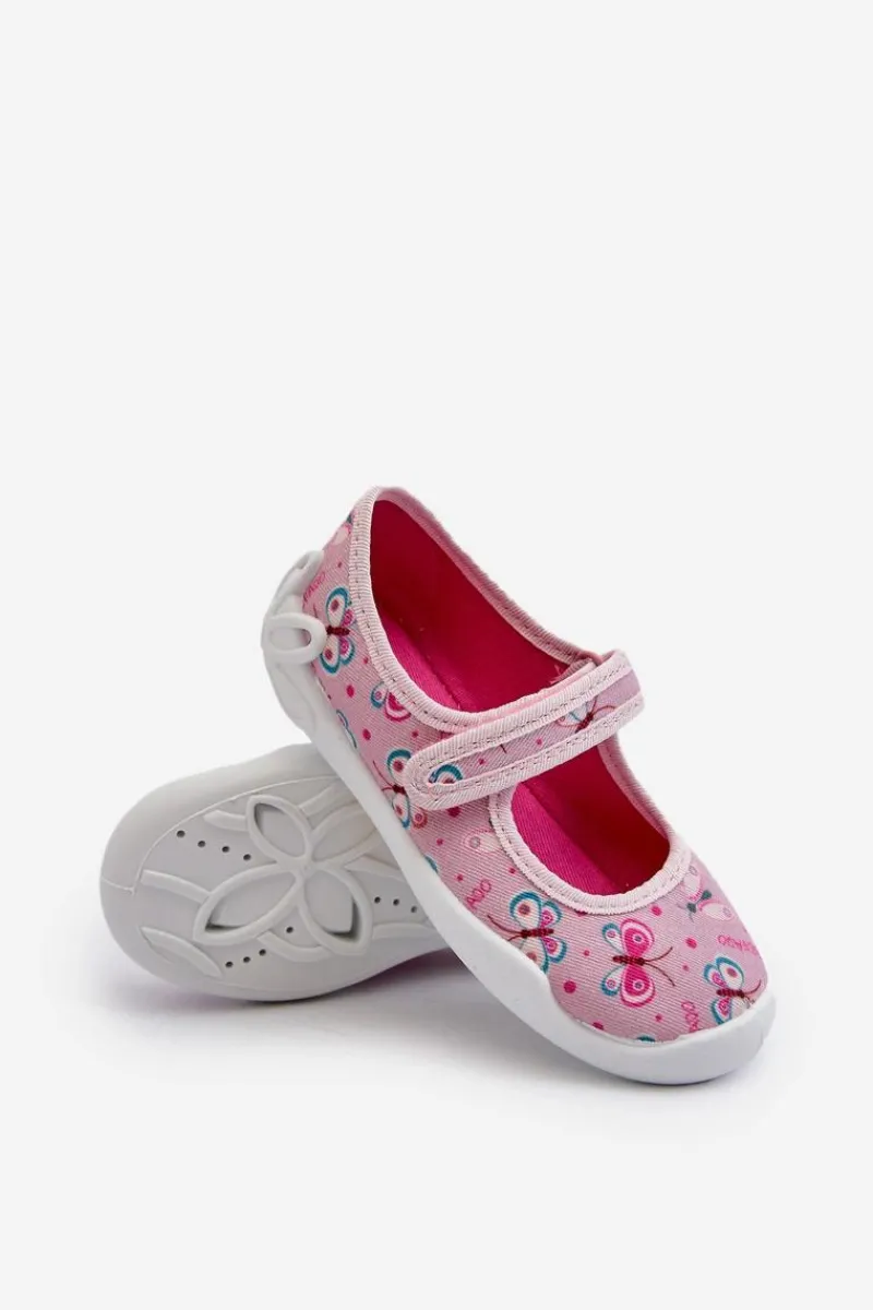 Dziecięce Kapcie Baleriny Motylki 114X523 Różowe Dzieci Dziewczęce|Balerinki Dziecięce