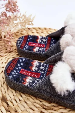Outlet Boto Dziecięce Kapcie Na Grubej Podeszwie z Misiem Szare Dasca Szary