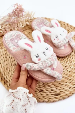 Online Boto Dziecięce Kapcie Na Grubej Podeszwie Króliczki Różowe Dasca