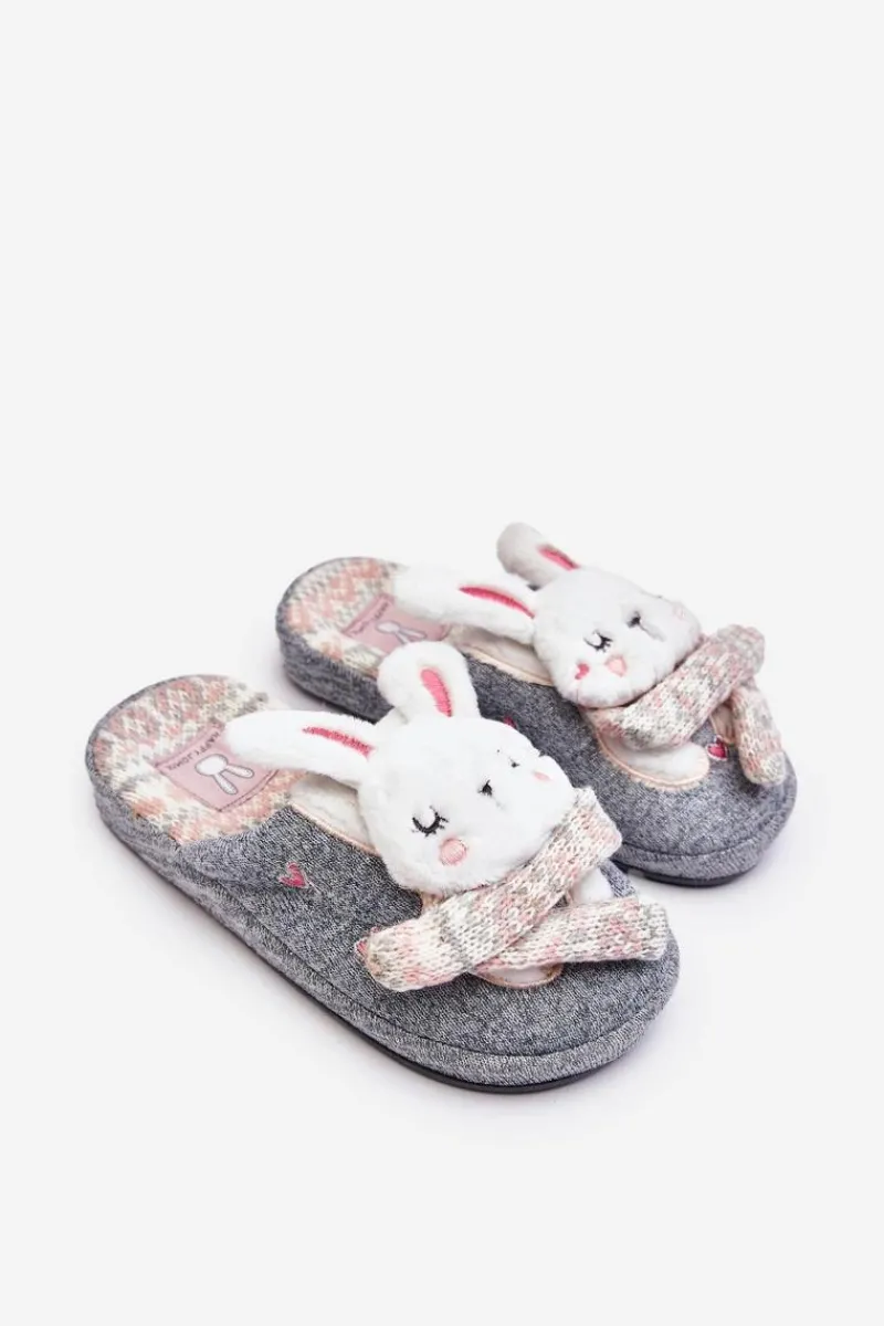 Outlet Dziecięce Kapcie Na Grubej Podeszwie Króliczki Szare Dasca Dzieci Dziewczęce|Back To School