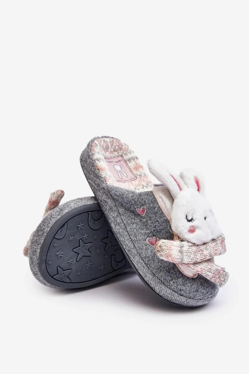 Outlet Dziecięce Kapcie Na Grubej Podeszwie Króliczki Szare Dasca Dzieci Dziewczęce|Back To School