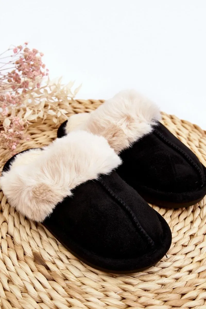 New Boto Dziecięce Kapcie Z Futerkiem Czarne Befana Czarny