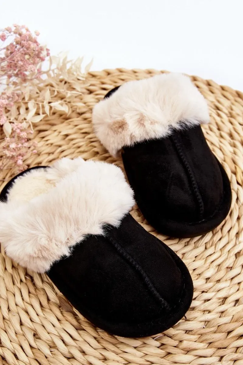 New Boto Dziecięce Kapcie Z Futerkiem Czarne Befana Czarny