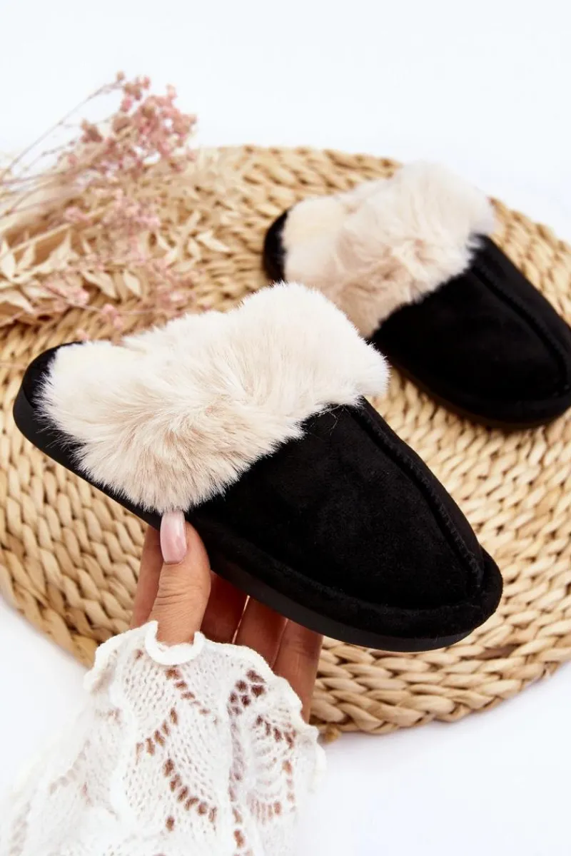 New Boto Dziecięce Kapcie Z Futerkiem Czarne Befana Czarny