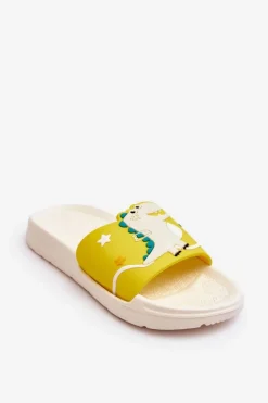 Chłopięce|Dziewczęce>Boto Dziecięce Klapki Dinozaur T-Rex Beżowe Bernis Beżowy