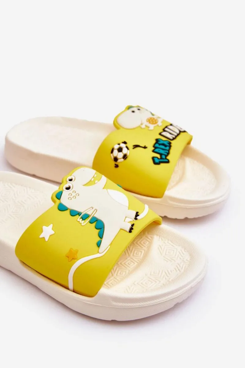 Chłopięce|Dziewczęce>Boto Dziecięce Klapki Dinozaur T-Rex Beżowe Bernis Beżowy