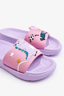 Best Boto Dziecięce Klapki Dinozaur T-Rex Fioletowe Bernis Fioletowy