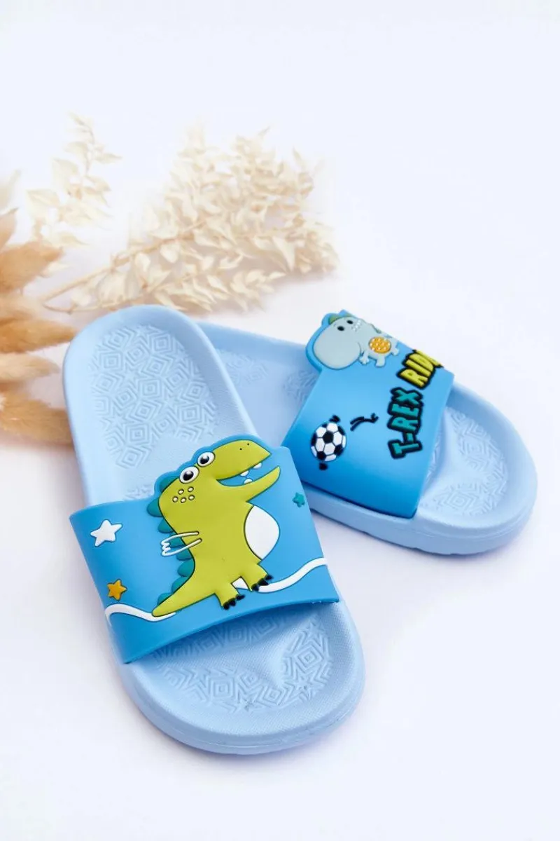 New Dziecięce Klapki Dinozaur T-Rex Niebieskie Bernis Dzieci Chłopięce|Dziewczęce