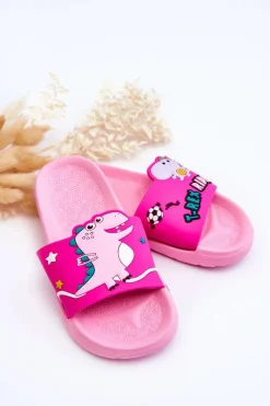 Boto Dziecięce Klapki Dinozaur T-Rex Różowe Bernis