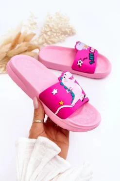 Boto Dziecięce Klapki Dinozaur T-Rex Różowe Bernis