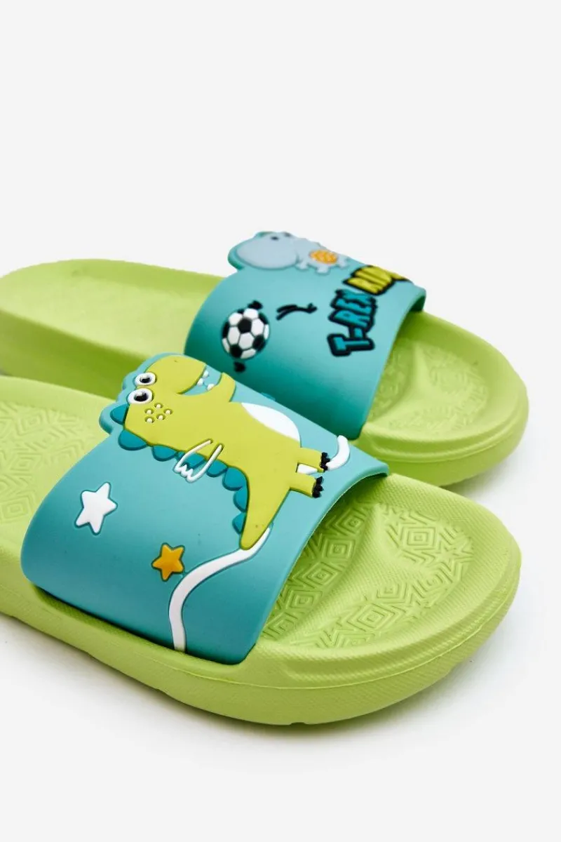 Chłopięce|Dziewczęce>Boto Dziecięce Klapki Dinozaur T-Rex Zielone Bernis