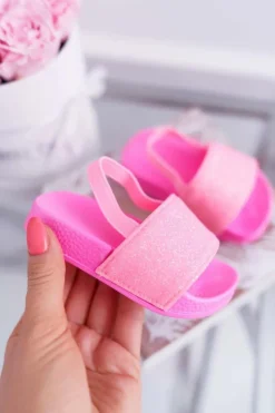 Discount Boto Dziecięce Klapki Dziewczęce Brokat Różowe Rimia
