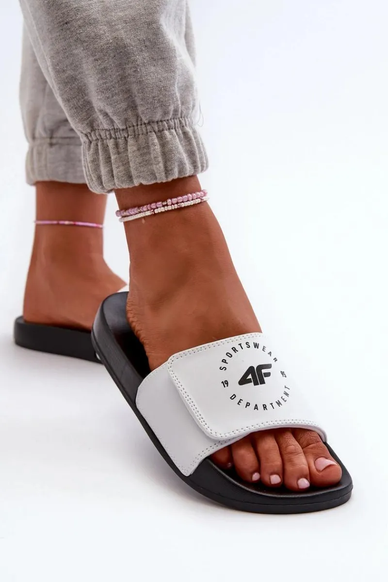 Chłopięce|Dziewczęce>4F Dziecięce Klapki JMM00FFLIF042-10S Biało-Czarne