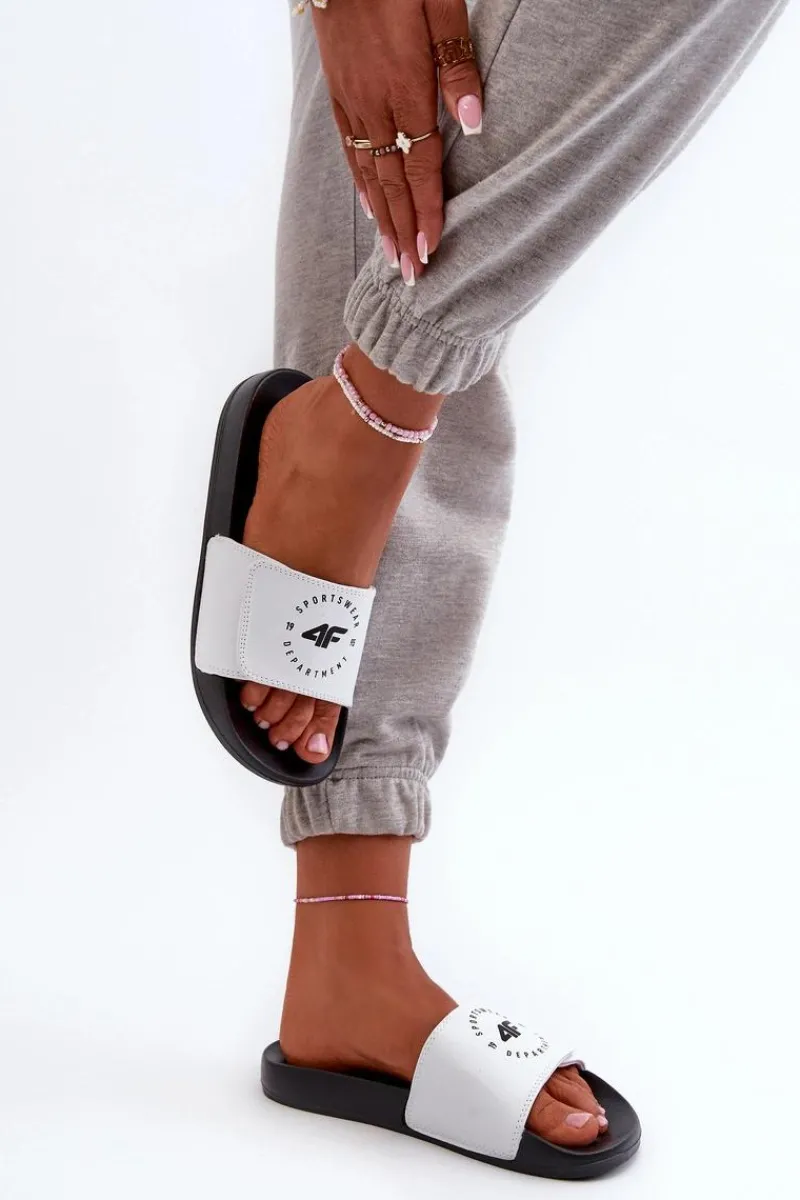 Chłopięce|Dziewczęce>4F Dziecięce Klapki JMM00FFLIF042-10S Biało-Czarne