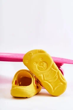 Sale Dziecięce Klapki Kroksy Miś 159X107 Żółte Dzieci Chłopięce|Dziewczęce