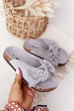 Online Dziecięce Klapki Na Korku Szare Little Wendy Dzieci Dziewczęce