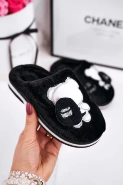 Clearance Dziecięce Klapki Papcie Z Misiem Czarne Go To School Dzieci Chłopięce|Dziewczęce