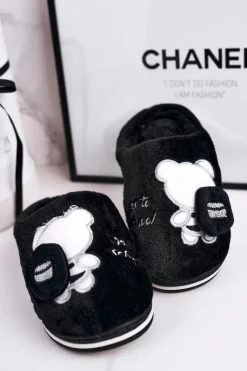 Clearance Dziecięce Klapki Papcie Z Misiem Czarne Go To School Dzieci Chłopięce|Dziewczęce