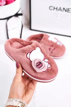 Chłopięce|Dziewczęce>Boto Dziecięce Klapki Papcie Z Misiem Pudrowy Róż Go To School