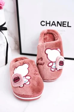 Chłopięce|Dziewczęce>Boto Dziecięce Klapki Papcie Z Misiem Pudrowy Róż Go To School