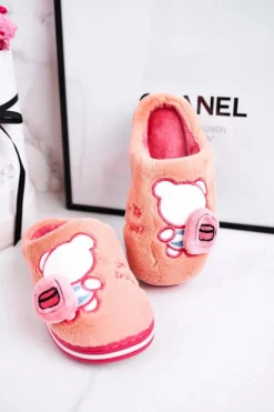 Online Boto Dziecięce Klapki Papcie Z Misiem Różowe Go To School