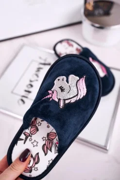 Sale Evento Dziecięce Klapki Papcie Z Jednorożcem Granatowe Unicorn